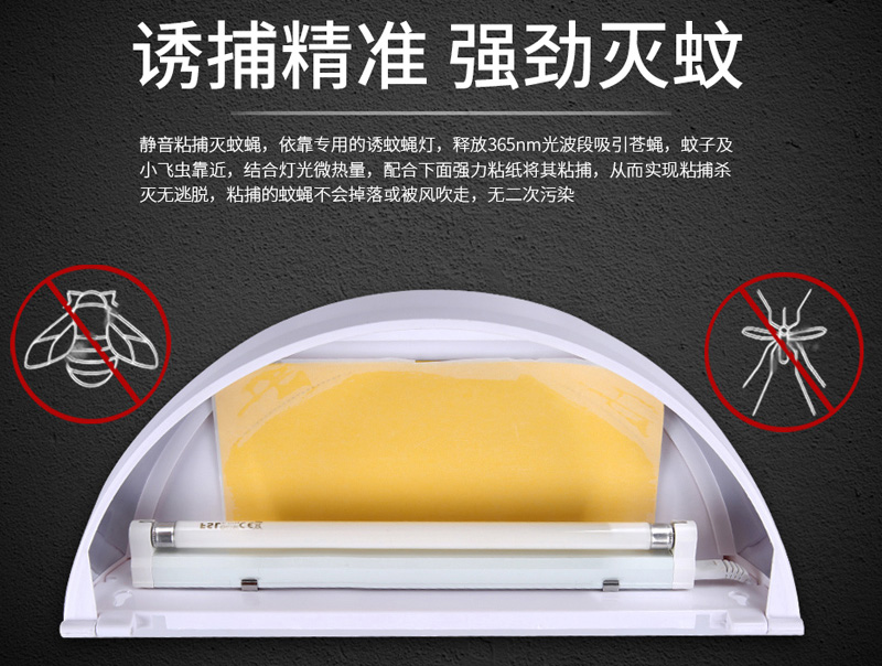 半圆形粘捕式灭蝇灯ZB005 / ZB006工作原理